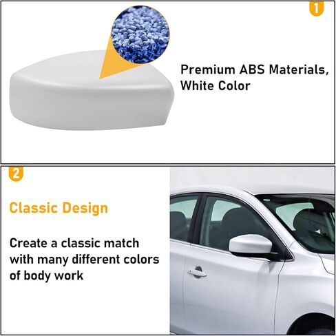 Moonlinks Compatible with Nissan Sentra 2013 2014 2015 2016 2017 2018 2019 Left Side Mirror Cover Replacement, White Primer Left Driver Side Door Rearview Mirror Cover Trim Side Mirror Cap Cover in Kuwait