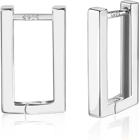 925 Sterling Silver Hoop Earrings for Women Trendy Small Square Hypoallergenic 14K Gold Plated Hoop Earrings Geometric Minimalist Rectangle Hoops Earrings in Kuwait