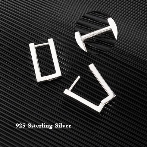 925 Sterling Silver Hoop Earrings for Women Trendy Small Square Hypoallergenic 14K Gold Plated Hoop Earrings Geometric Minimalist Rectangle Hoops Earrings in Kuwait