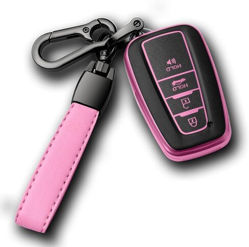 Autophone متوافق مع غطاء Toyota Key Fob مع سلسلة مفاتيح ناعمة من مادة TPU لمفتاح 2018-2023 Highlander RAV4 Camry C-HR Corolla Avalon Prius GT86 المفتاح الذكي (فقط للتنقل بدون مفتاح) أحمر مطفي in Kuwait