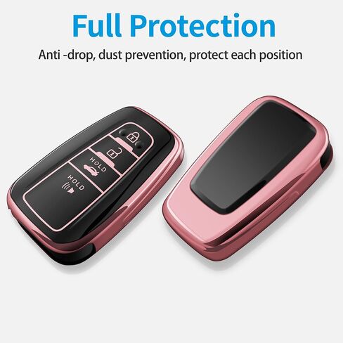 Autophone متوافق مع غطاء Toyota Key Fob مع سلسلة مفاتيح ناعمة من مادة TPU لمفتاح 2018-2023 Highlander RAV4 Camry C-HR Corolla Avalon Prius GT86 المفتاح الذكي (فقط للتنقل بدون مفتاح) أحمر مطفي in Kuwait