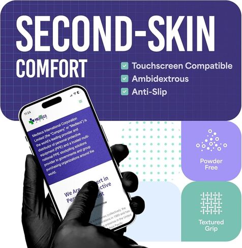 Medtecs Nitrile Gloves Disposable Latex-Free with Chemo-Rated Protection & Breathable Design - 4 Mil Thickness, Ambidextrous, Powder-Free and Over 500% Elongation - Blue M (3.7" x 9.6") - 100PC in Saudi Arabia