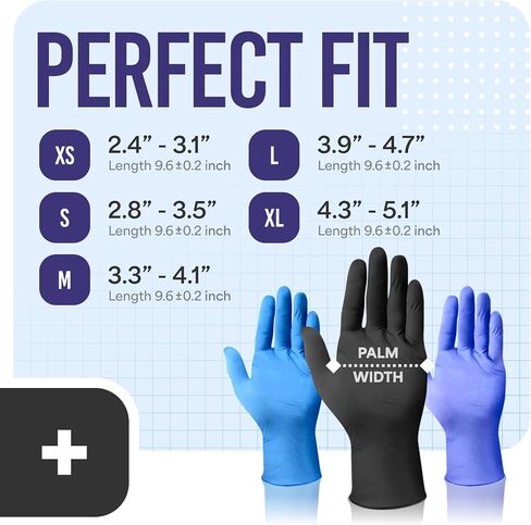 Medtecs Nitrile Gloves Disposable Latex-Free with Chemo-Rated Protection & Breathable Design - 4 Mil Thickness, Ambidextrous, Powder-Free and Over 500% Elongation - Blue M (3.7" x 9.6") - 100PC in Saudi Arabia