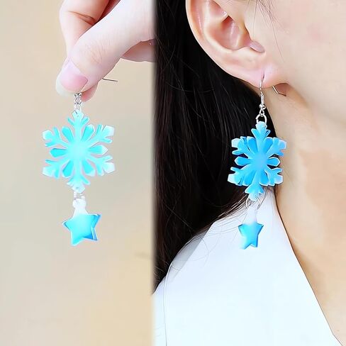 Szcelling 3 قطع عيد الميلاد ندفة الثلج قالب القرط الكريستال زهرة المفاتيح قلادة الايبوكسي الراتنج العفن 32 تجاويف شجرة عيد الميلاد شنقا الديكور الجليد الراتنج قالب الصب DIY صنع المجوهرات أداة زخرفة الحزب in Kuwait