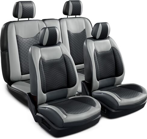 Black Leather Car Seat Covers Full Set - Breatheable Car Seat Protector with - Waterpoof Leatherette Car Seat Cover, Front Seat Covers & Rear Interior Covers - Universal for Sedan & More in Saudi Arabia