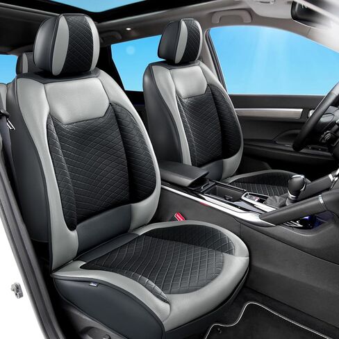 Black Leather Car Seat Covers Full Set - Breatheable Car Seat Protector with - Waterpoof Leatherette Car Seat Cover, Front Seat Covers & Rear Interior Covers - Universal for Sedan & More in Saudi Arabia