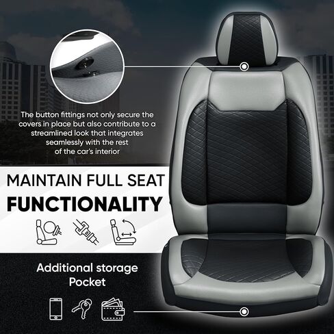 Black Leather Car Seat Covers Full Set - Breatheable Car Seat Protector with - Waterpoof Leatherette Car Seat Cover, Front Seat Covers & Rear Interior Covers - Universal for Sedan & More in Saudi Arabia