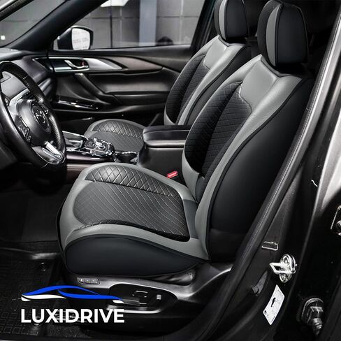 Black Leather Car Seat Covers Full Set - Breatheable Car Seat Protector with - Waterpoof Leatherette Car Seat Cover, Front Seat Covers & Rear Interior Covers - Universal for Sedan & More in Saudi Arabia
