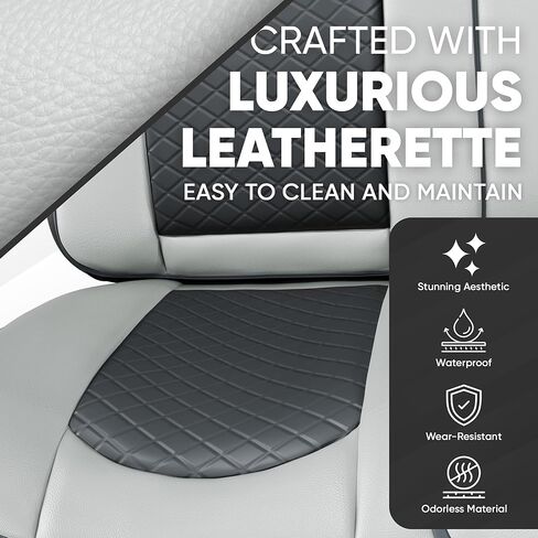 Black Leather Car Seat Covers Full Set - Breatheable Car Seat Protector with - Waterpoof Leatherette Car Seat Cover, Front Seat Covers & Rear Interior Covers - Universal for Sedan & More in Saudi Arabia