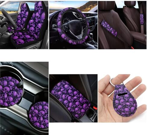 Boho Frog Printed Car Seat Covers Full Set for Women Men, Neoprene Steering Wheel Cover Seatbelt Front Rear Seat Backrest Bottom Universal Fit Most Vehicles Easy to Install, Green in Kuwait