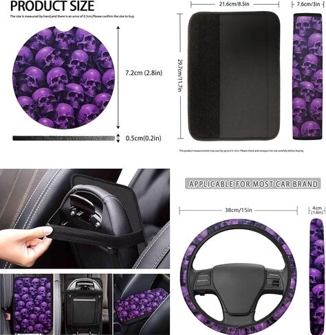 Boho Frog Printed Car Seat Covers Full Set for Women Men, Neoprene Steering Wheel Cover Seatbelt Front Rear Seat Backrest Bottom Universal Fit Most Vehicles Easy to Install, Green in Kuwait