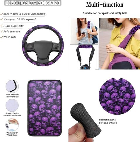 Boho Frog Printed Car Seat Covers Full Set for Women Men, Neoprene Steering Wheel Cover Seatbelt Front Rear Seat Backrest Bottom Universal Fit Most Vehicles Easy to Install, Green in Kuwait