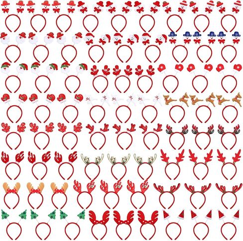 Jexine 72 Pcs Christmas Headbands, Cute Santa Reindeer Antlers Holiday Headbands Christmas Hat Toppers Hair Band Fun and Festive Hair Hoop Xmas Costume Headwear Christmas Accessories, 24 Styles in Saudi Arabia