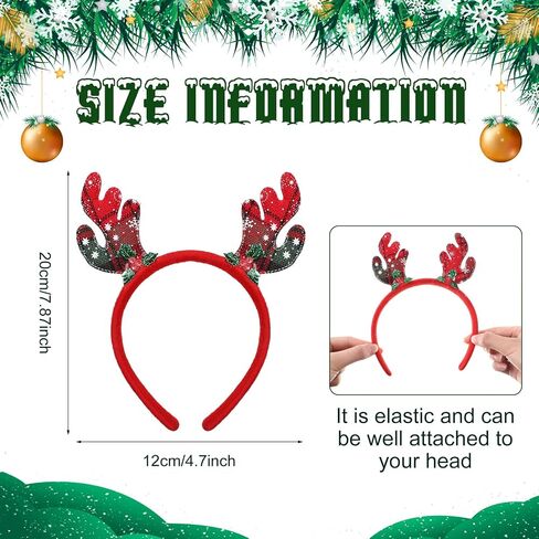 Jexine 72 Pcs Christmas Headbands, Cute Santa Reindeer Antlers Holiday Headbands Christmas Hat Toppers Hair Band Fun and Festive Hair Hoop Xmas Costume Headwear Christmas Accessories, 24 Styles in Saudi Arabia