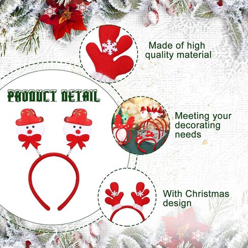 Jexine 72 Pcs Christmas Headbands, Cute Santa Reindeer Antlers Holiday Headbands Christmas Hat Toppers Hair Band Fun and Festive Hair Hoop Xmas Costume Headwear Christmas Accessories, 24 Styles in Saudi Arabia