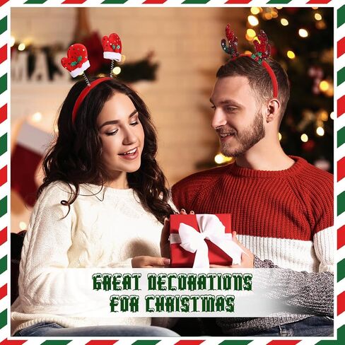 Jexine 72 Pcs Christmas Headbands, Cute Santa Reindeer Antlers Holiday Headbands Christmas Hat Toppers Hair Band Fun and Festive Hair Hoop Xmas Costume Headwear Christmas Accessories, 24 Styles in Saudi Arabia