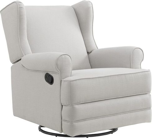 Oxford Baby Teegan Upholstered Swivel Glider & Recliner Nursery Chair, Gray in Saudi Arabia