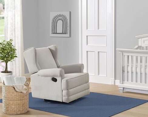Oxford Baby Teegan Upholstered Swivel Glider & Recliner Nursery Chair, Gray in Saudi Arabia