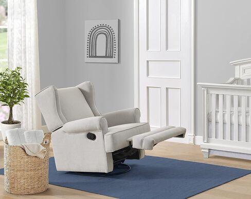 Oxford Baby Teegan Upholstered Swivel Glider & Recliner Nursery Chair, Gray in Saudi Arabia