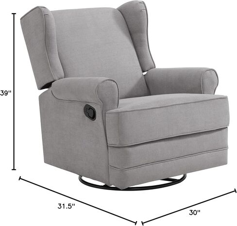 Oxford Baby Teegan Upholstered Swivel Glider & Recliner Nursery Chair, Gray in Kuwait