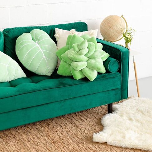 Green Philosophy Co. Plush Leaf Pillow - 3D Accent Succulent Leaf Throw Pillow for Couch Sofa Living Room Home Decor for Plant Lovers, Garden Lovers, Green Thumb Family & Friends in Kuwait