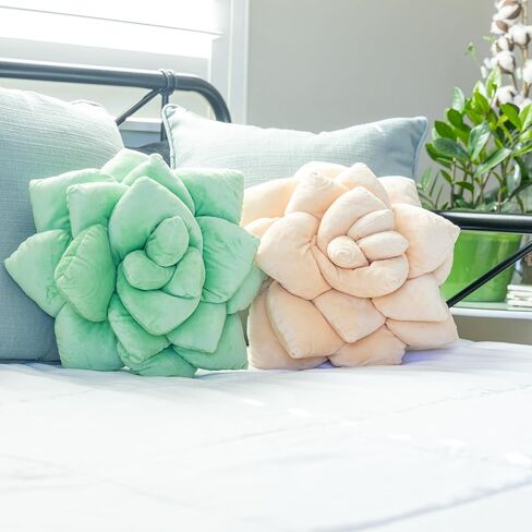 Green Philosophy Co. Plush Leaf Pillow - 3D Accent Succulent Leaf Throw Pillow for Couch Sofa Living Room Home Decor for Plant Lovers, Garden Lovers, Green Thumb Family & Friends in Kuwait