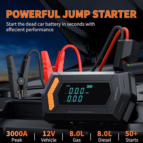 Jump Starter with Air Inflator/Deflator Compressor, 5000A Car Battery Jump Starter with Air Compressor 7-in-1 Jumper Box for 10L Gas/9L Diesel Vehicles with 150PSI Tire Inflator & 2 LED Lighting in Saudi Arabia