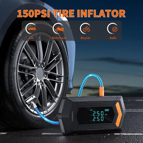 Jump Starter with Air Inflator/Deflator Compressor, 5000A Car Battery Jump Starter with Air Compressor 7-in-1 Jumper Box for 10L Gas/9L Diesel Vehicles with 150PSI Tire Inflator & 2 LED Lighting in Saudi Arabia