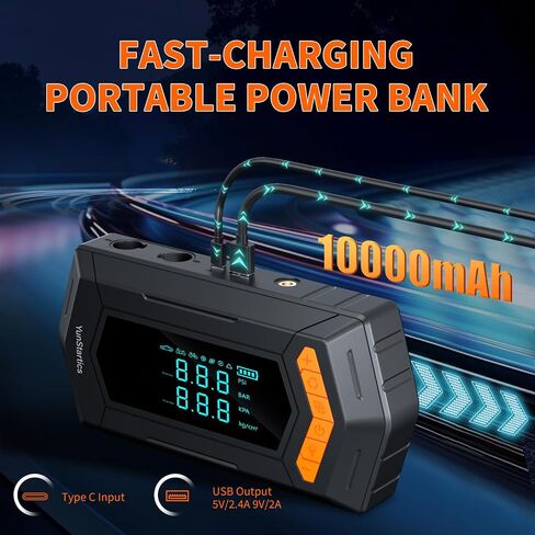Jump Starter with Air Inflator/Deflator Compressor, 5000A Car Battery Jump Starter with Air Compressor 7-in-1 Jumper Box for 10L Gas/9L Diesel Vehicles with 150PSI Tire Inflator & 2 LED Lighting in Saudi Arabia