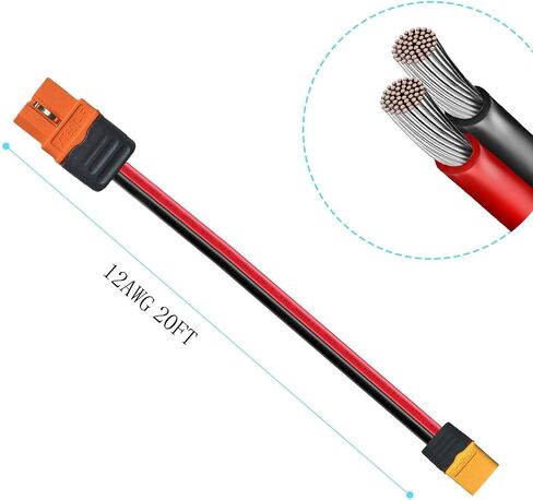 XT60i to XT60 Male Cable 10AWG Solar Charging Cable XT60i-F Extension Cable Solar Cable Compatible for Ecoflow Portable Power Station Solar Generator （5FT in Kuwait