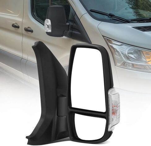 YITAMOTOR Door Mirror Right Passenger Side Mirror Compatible with 2015 2016 2017 2018 2019 2020 2021 Ford Transit 150 250 350 350 HD, Power Heated Manual Folding with LED Turn Signal Light Black in Saudi Arabia