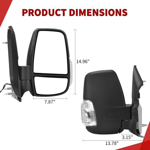 YITAMOTOR Door Mirror Right Passenger Side Mirror Compatible with 2015 2016 2017 2018 2019 2020 2021 Ford Transit 150 250 350 350 HD, Power Heated Manual Folding with LED Turn Signal Light Black in Saudi Arabia