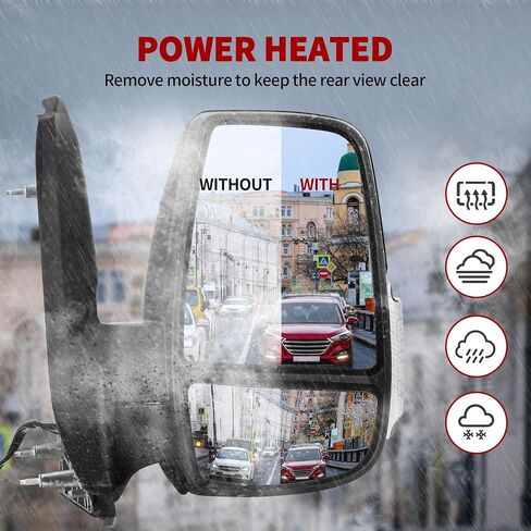 YITAMOTOR Door Mirror Right Passenger Side Mirror Compatible with 2015 2016 2017 2018 2019 2020 2021 Ford Transit 150 250 350 350 HD, Power Heated Manual Folding with LED Turn Signal Light Black in Saudi Arabia