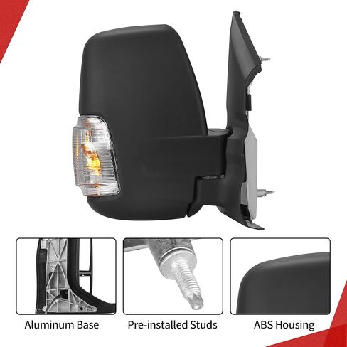 YITAMOTOR Door Mirror Right Passenger Side Mirror Compatible with 2015 2016 2017 2018 2019 2020 2021 Ford Transit 150 250 350 350 HD, Power Heated Manual Folding with LED Turn Signal Light Black in Saudi Arabia