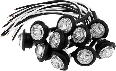 10 قطع مصابيح LED 3/4 بوصة، مصابيح جانبية للمقطورة، 12 فولت، مؤشرات خلفية أمامية دائرية، ضوء خلفي مقاوم للماء لسيارة شاحنة حافلة مقطورة فان RV بيك اب ATV القوارب، أبيض in Kuwait