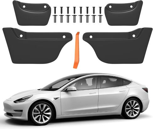 اللوحات الطينية لطراز Tesla Y 2024 2023 2022 2021، واقيات الطين المرنة بدون حفر/شريط واقي من الرذاذ ملحقات المصدات لطراز Tesla Y، مجموعة من 4 واقيات الطين in Saudi Arabia