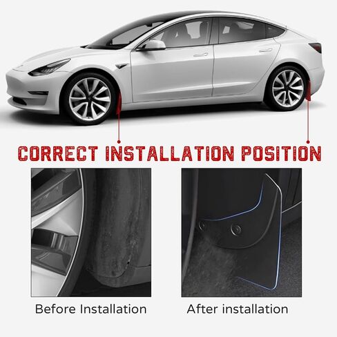 اللوحات الطينية لطراز Tesla Y 2024 2023 2022 2021، واقيات الطين المرنة بدون حفر/شريط واقي من الرذاذ ملحقات المصدات لطراز Tesla Y، مجموعة من 4 واقيات الطين in Saudi Arabia