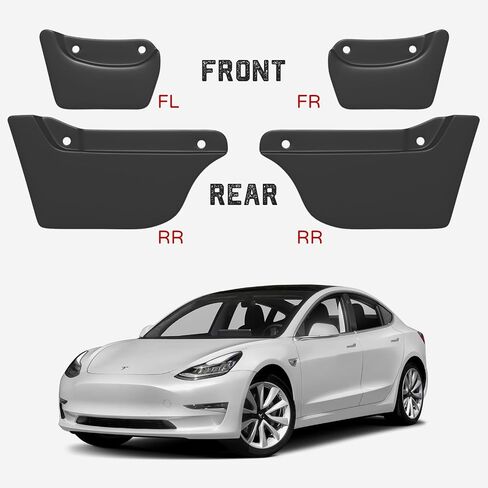 اللوحات الطينية لطراز Tesla Y 2024 2023 2022 2021، واقيات الطين المرنة بدون حفر/شريط واقي من الرذاذ ملحقات المصدات لطراز Tesla Y، مجموعة من 4 واقيات الطين in Saudi Arabia