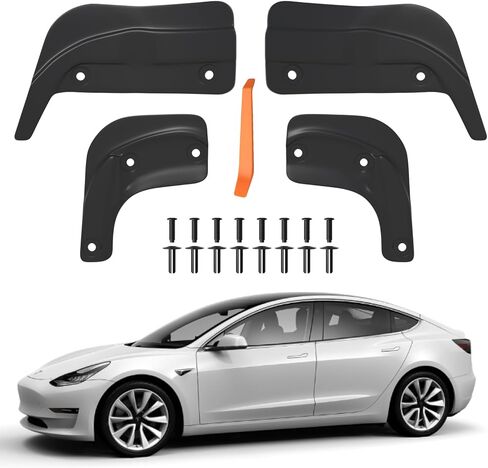 اللوحات الطينية لطراز Tesla Y 2024 2023 2022 2021، واقيات الطين المرنة بدون حفر/شريط واقي من الرذاذ ملحقات المصدات لطراز Tesla Y، مجموعة من 4 واقيات الطين in Saudi Arabia