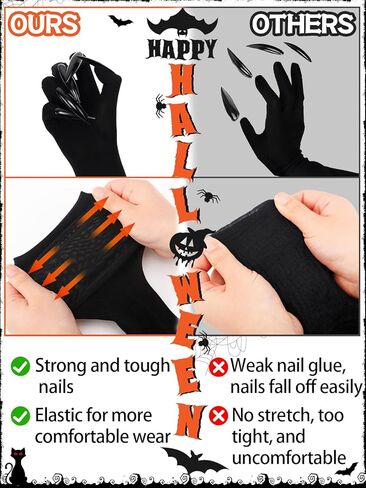 Halloween Cat Costume Accessories for Women - 5 Pcs Cute Black Mask Ears Tail Set, Cat Claw Gloves with Strong Long Nai for Adults Party Masquerade Cosplay in Kuwait