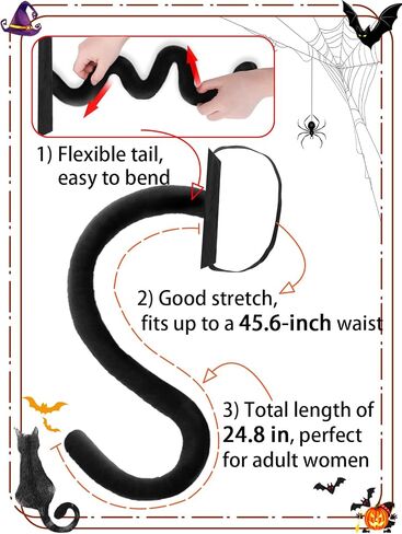 Halloween Cat Costume Accessories for Women - 5 Pcs Cute Black Mask Ears Tail Set, Cat Claw Gloves with Strong Long Nai for Adults Party Masquerade Cosplay in Kuwait