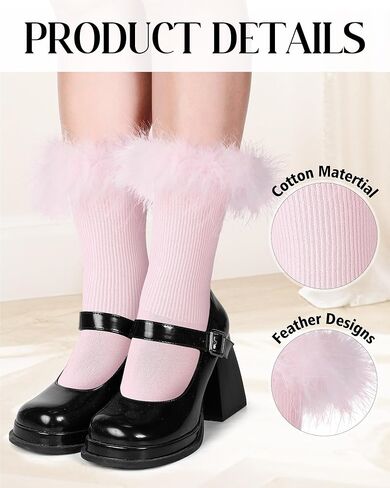 3 أزواج النساء ريشة كشكش الجوارب الجدة طاقم الجوارب ريشة الأصفاد القطن مكشكش طويل الكاحل الجوارب هدية عيد ميلاد in Kuwait