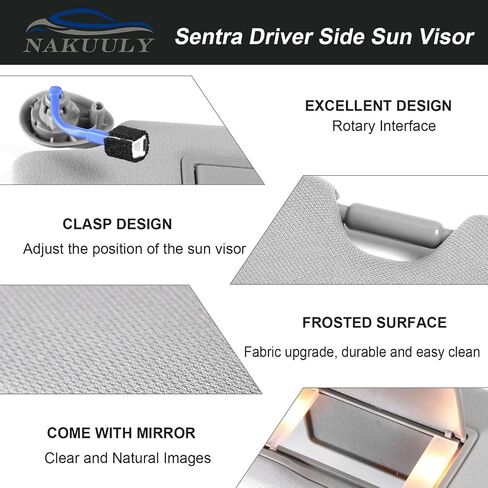 Nakuuly Left Driver Side Sun Visor Beige Compatible with 2016-2022 Honda Pilot 2018-2020 Honda Ridgeline Sunvisor with Mirror with Vanity Light Replaces # 83280-TG7-A12ZA in Kuwait