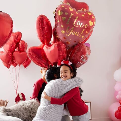 Pink Blue White Heart Foil Balloons,12Pcs 18Inch Heart Shaped Balloons in Kuwait