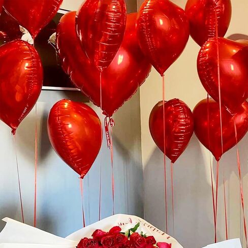 Pink Blue White Heart Foil Balloons,12Pcs 18Inch Heart Shaped Balloons in Kuwait