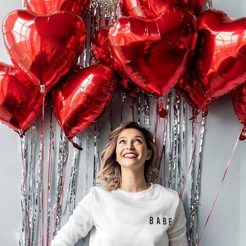 Pink Blue White Heart Foil Balloons,12Pcs 18Inch Heart Shaped Balloons in Kuwait