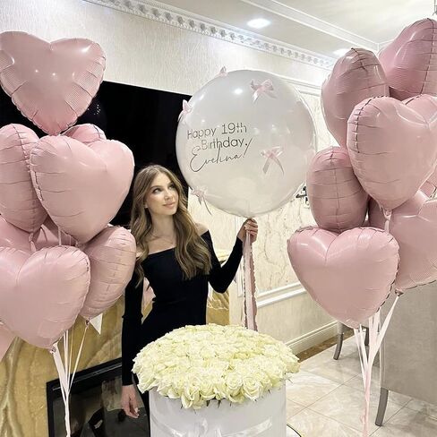 Pink White Heart Balloons,12Pcs Baby Pink Cream White Heart Shaped Foil Balloons,18Inch Light Pink Sand White Helium Mylar Balloon for Baby Shower Birthday Anniversary Wedding Party Decorations in Kuwait