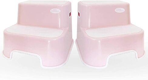 [New Version] Wider Dual Height 2 Step Stool for Kids | Toddler's Stool for Potty Training and Use in The Bathroom or Kitchen | BPA-Free Strong Soft-Grip Steps for Comfort and Safety (2 Pack, Greige) in Saudi Arabia