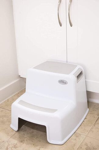 [New Version] Wider Dual Height 2 Step Stool for Kids | Toddler's Stool for Potty Training and Use in The Bathroom or Kitchen | BPA-Free Strong Soft-Grip Steps for Comfort and Safety (2 Pack, Greige) in Saudi Arabia