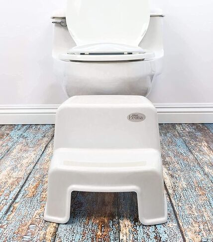 [New Version] Wider Dual Height 2 Step Stool for Kids | Toddler's Stool for Potty Training and Use in The Bathroom or Kitchen | BPA-Free Strong Soft-Grip Steps for Comfort and Safety (2 Pack, Greige) in Saudi Arabia